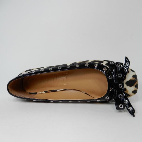 GANNI Grommet Bow Ballet Flats Leopard Print - Picture 10 of 15